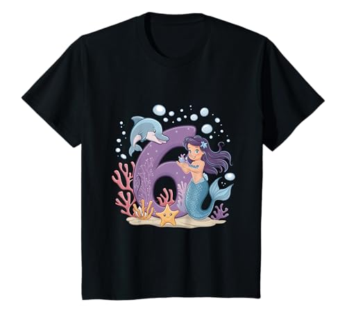 6. Geburtstag Mädchen 6 Jahre Meerjungfrauen Geburtstags T-Shirt von Kindergeburtstag Meerjungfrau Geburtstag Geschenk