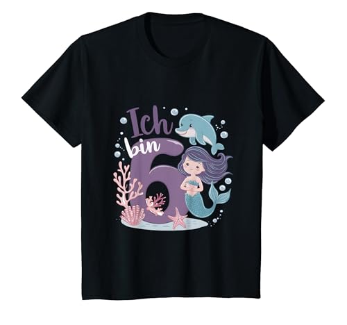 Kinder 6. Geburtstag Mädchen 6 Jahre Meerjungfrauen Geburtstags T-Shirt von Kindergeburtstag Meerjungfrau Geburtstag Geschenk