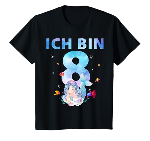 8. Geburtstag Mädchen 8 Jahre Meerjungfrauen Geburtstags T-Shirt von Kindergeburtstag Meerjungfrau Party Geschenk