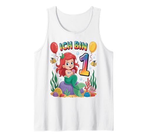 Meerjungfrau Kinder 1. Geburtstag Mädchen 1 Jahre Tank Top von Kindergeburtstag Meerjungfrau Party