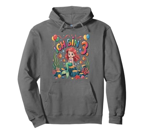 Meerjungfrau Kinder 3. Geburtstag Mädchen 3 Jahre Pullover Hoodie von Kindergeburtstag Meerjungfrau Party