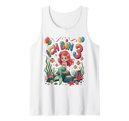 Meerjungfrau Kinder 3. Geburtstag Mädchen 3 Jahre Tank Top von Kindergeburtstag Meerjungfrau Party