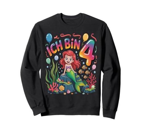 Meerjungfrau Kinder 4. Geburtstag Mädchen 4 Jahre Sweatshirt von Kindergeburtstag Meerjungfrau Party