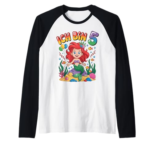 Meerjungfrau Kinder 5. Geburtstag Mädchen 5 Jahre Raglan von Kindergeburtstag Meerjungfrau Party