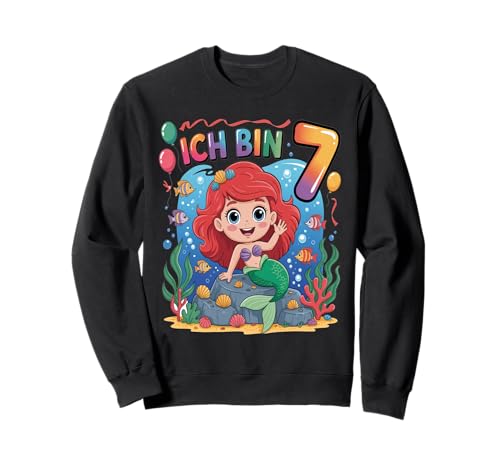 Meerjungfrau Kinder 7. Geburtstag Mädchen 7 Jahre Sweatshirt von Kindergeburtstag Meerjungfrau Party