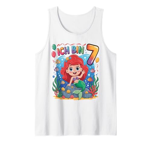 Meerjungfrau Kinder 7. Geburtstag Mädchen 7 Jahre Tank Top von Kindergeburtstag Meerjungfrau Party