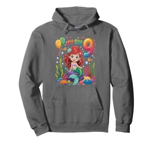 Meerjungfrau Kinder 9. Geburtstag Mädchen 9 Jahre Pullover Hoodie von Kindergeburtstag Meerjungfrau Party