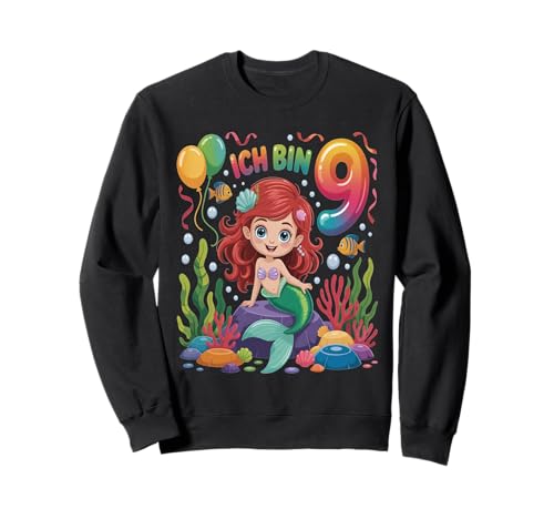 Meerjungfrau Kinder 9. Geburtstag Mädchen 9 Jahre Sweatshirt von Kindergeburtstag Meerjungfrau Party