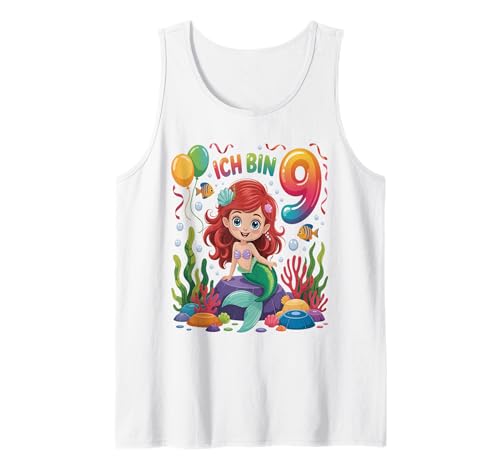 Meerjungfrau Kinder 9. Geburtstag Mädchen 9 Jahre Tank Top von Kindergeburtstag Meerjungfrau Party