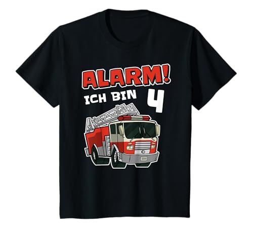 4. Geburtstag Jungen 4 Jahre Feuerwehr Feuerwehrauto T-Shirt von Kindergeburtstag Outfits Jungen & Mädchen by RoLi