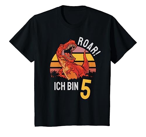 Kinder Dinosaurier T-Rex 5 Jahre Geburtstag Jungen T-Shirt von Kindergeburtstag Outfits Jungen & Mädchen by RoLi