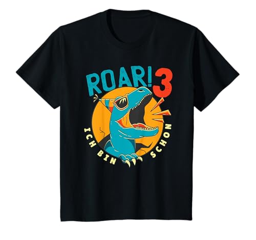 Dinosaurier T-Rex Jungen 3. Geburtstag Roar Ich Bin 3 T-Shirt von Kindergeburtstag Outfits Jungen & Mädchen by RoLi
