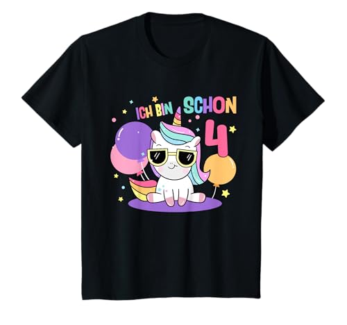Ich Bin 4 - Mädchen 4 Jahre Einhorn 4. Geburtstag T-Shirt von Kindergeburtstag Outfits Jungen & Mädchen by RoLi