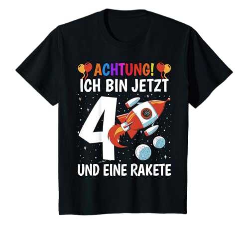 Kinder 4. Geburtstag Jungen 4 Jahre - Planeten Weltall Rakete T-Shirt Kinder 4. Geburtstag Jungen 4 Jahre - Planeten Weltall Rakete T-Shirt von Kindergeburtstag Rakete Geschenk