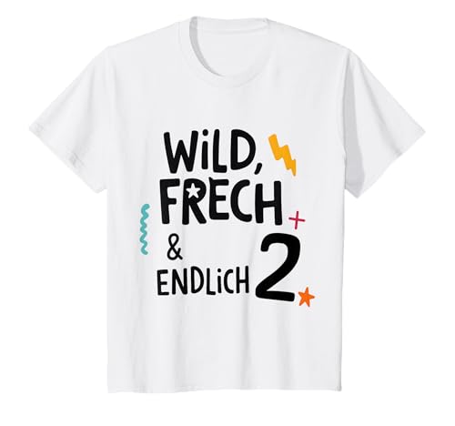 Kinder Wild Frech Und Endlich 2 Geburtstag T-Shirt Kinder Wild Frech Und Endlich 2 Geburtstag T-Shirt von Kindergeburtstag Sprüche