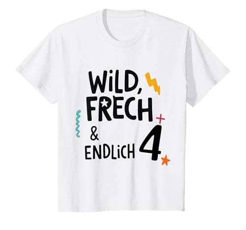 Kinder Wild Frech Und Endlich 4 Geburtstag T-Shirt Kinder Wild Frech Und Endlich 4 Geburtstag T-Shirt von Kindergeburtstag Sprüche