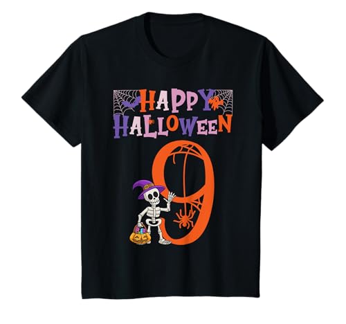 Kinder Geburtstagsshirt Skelett Kürbis Halloween 9 Jahre T-Shirt Kinder Geburtstagsshirt Skelett Kürbis Halloween 9 Jahre T-Shirt von Kindergeburtstag T-Shirts Halloween Kinder by Ella