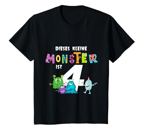 Kinder Dieses kleine Monster ist jetzt 4 Geburtstag T-Shirt T-Shirt von Kindergeburtstag T-Shirts Jungen & Mädchen by Ella