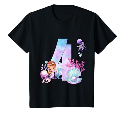 Kinder 4. Geburtstagsshirt Meerjungfrau Nixe Mädchen 4 Jahre T-Shirt Kinder 4. Geburtstagsshirt Meerjungfrau Nixe Mädchen 4 Jahre T-Shirt von Kindergeburtstag T-Shirts Jungen & Mädchen by Ella