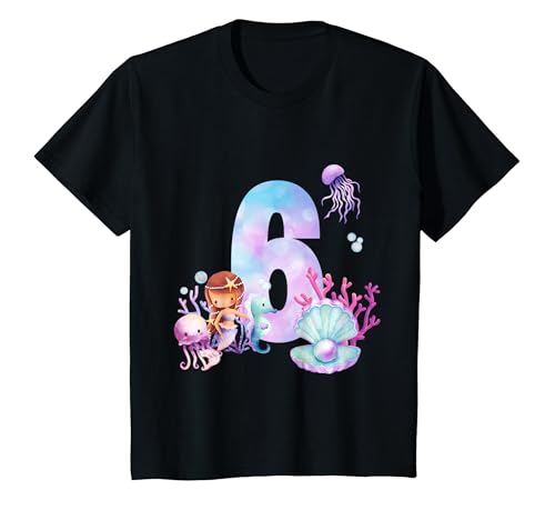 Kinder Kinder 6. Geburtstagsshirt Meerjungfrau Nixe Mädchen 6 Jahre T-Shirt Kinder Kinder 6. Geburtstagsshirt Meerjungfrau Nixe Mädchen 6 Jahre T-Shirt von Kindergeburtstag T-Shirts Jungen & Mädchen by Ella