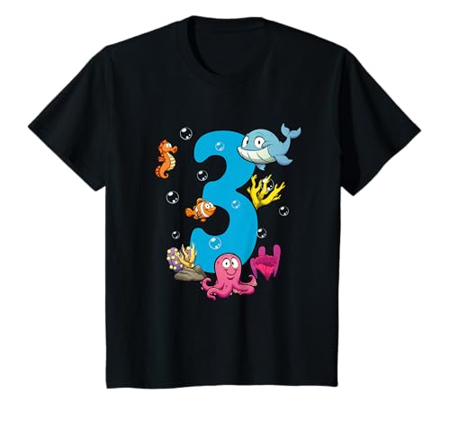 3. Geburtstag Für Jungen Und Mädchen 3 Jahre Fische T-Shirt von Kindergeburtstag T-Shirts Jungen & Mädchen by KaMi