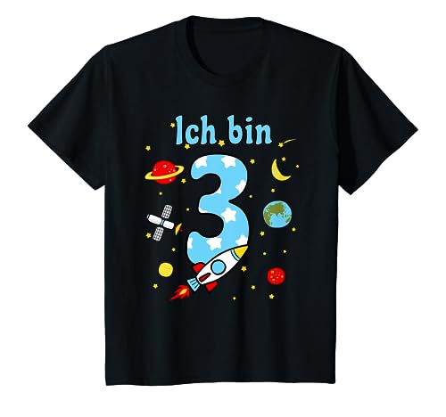 Kinder 3. Geburtstag Shirt Rakete Jungen Ich Bin 3 Jahre Weltraum T-Shirt von Kindergeburtstag T-Shirts Jungen & Mädchen by KaMi