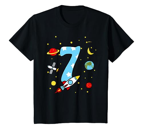 Kinder 7. Geburtstag Rakete T-Shirt Jungen 7 Jahre Shirt T-Shirt von Kindergeburtstag T-Shirts Jungen & Mädchen by KaMi