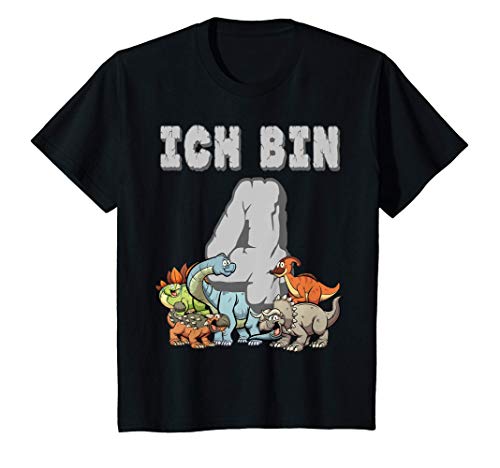 Kinder Dinosaurier Shirt 4. Geburtstag Jungen 4 Jahre Dino T-Shirt von Kindergeburtstag T-Shirts Jungen & Mädchen by KaMi