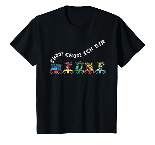 Kinder Eisenbahn Shirt 5. Geburtstag Jungen Ich bin Fünf Jahre Zug T-Shirt von Kindergeburtstag T-Shirts Jungen & Mädchen by KaMi