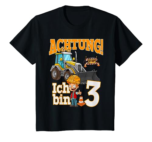 Kinder Geburtstagsshirt 3 Jahre Baustelle 3 Geburtstag Junge Bagger T-Shirt von Kindergeburtstag T-Shirts Jungen & Mädchen by KaMi