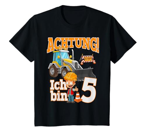 Kinder Geburtstagsshirt 5 Jahre Baustelle 5 Geburtstag Junge Bagger T-Shirt von Kindergeburtstag T-Shirts Jungen & Mädchen by KaMi