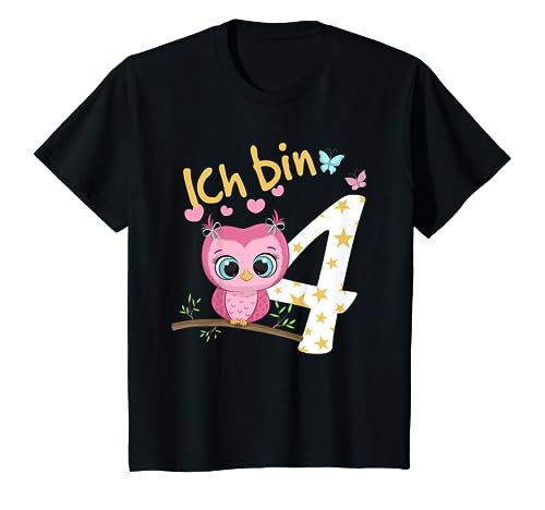 Kinder Geburtstagsshirt Eule 4 Geburtstag Mädchen 4 Jahre Ich bin 4 T-Shirt von Kindergeburtstag T-Shirts Jungen & Mädchen by KaMi