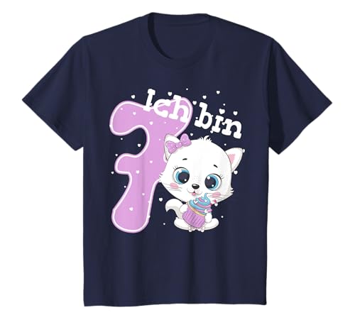 Geburtstagsshirt Kleine Katze 7 Geburtstag Mädchen 7 Jahre T-Shirt von Kindergeburtstag T-Shirts Jungen & Mädchen by KaMi