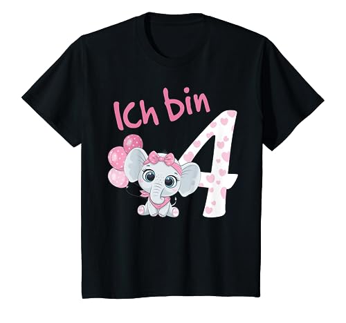 Kinder Geburtstagsshirt Süßer Elefant 4 Geburtstag Mädchen 4 Jahre T-Shirt von Kindergeburtstag T-Shirts Jungen & Mädchen by KaMi