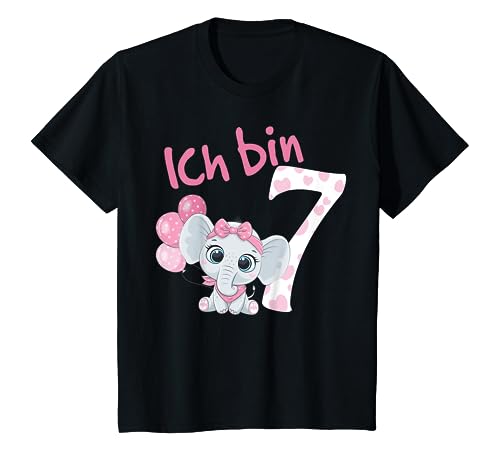 Kinder Geburtstagsshirt Süßer Elefant 7 Geburtstag Mädchen 7 Jahre T-Shirt von Kindergeburtstag T-Shirts Jungen & Mädchen by KaMi