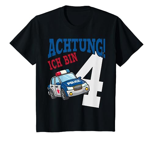 Kinder Polizeiauto 4. Geburtstag Shirt Jungen 4 Jahre Polizei T-Shirt von Kindergeburtstag T-Shirts Jungen & Mädchen by KaMi