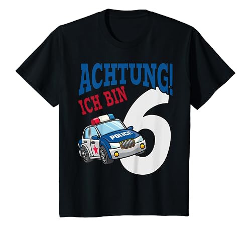 Kinder Polizeiauto 6. Geburtstag Shirt Jungen 6 Jahre Polizei T-Shirt von Kindergeburtstag T-Shirts Jungen & Mädchen by KaMi