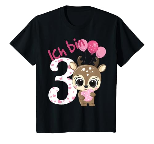 Kinder Reh Geburtstagsshirt Rehkitz 3 Geburtstag Mädchen 3 Jahre T-Shirt von Kindergeburtstag T-Shirts Jungen & Mädchen by KaMi