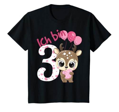 Reh Geburtstagsshirt Rehkitz 3 Geburtstag Mädchen 3 Jahre T-Shirt von Kindergeburtstag T-Shirts Jungen & Mädchen by KaMi