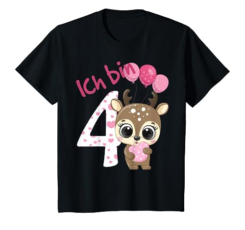 Kinder Reh Geburtstagsshirt Rehkitz 4 Geburtstag Mädchen 4 Jahre T-Shirt von Kindergeburtstag T-Shirts Jungen & Mädchen by KaMi