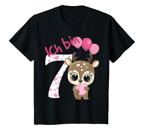 Kinder Reh Geburtstagsshirt Rehkitz 7 Geburtstag Mädchen 7 Jahre T-Shirt von Kindergeburtstag T-Shirts Jungen & Mädchen by KaMi