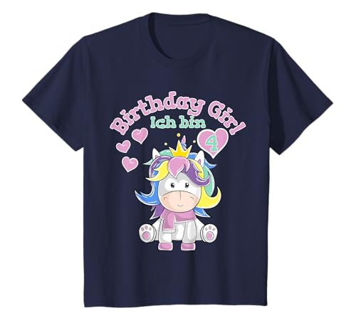Kinder T-Shirt 4. Geburtstag Mädchen Einhorn 4 Jahre Geschenk T-Shirt von Kindergeburtstag T-Shirts Jungen & Mädchen by KaMi