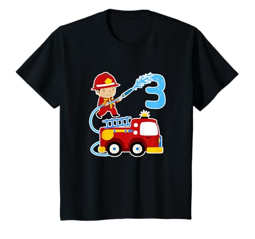 Kinder Feuerwehrauto T-Shirt 3. Geburtstag Jungen T-Shirt von Kindergeburtstag T-Shirts Jungen & Mädchen