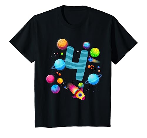 Kinder 4. Geburtstag Jungen 4 Jahre Planeten Weltraum Geburtstags T-Shirt Kinder 4. Geburtstag Jungen 4 Jahre Planeten Weltraum Geburtstags T-Shirt von Kindergeburtstag Weltraum Planeten Geschenk