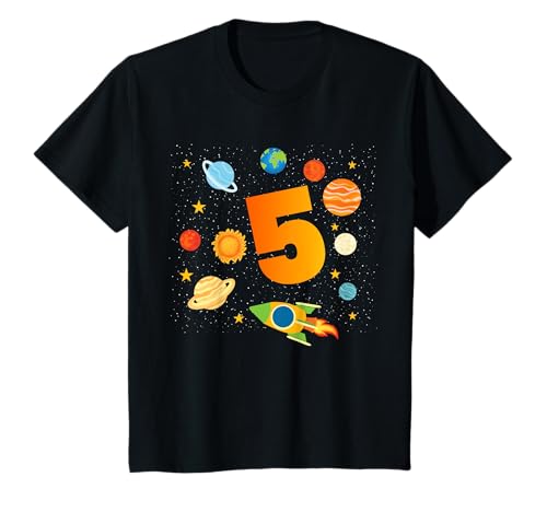 5. Geburtstag Jungen 5 Jahre Planeten Weltraum Geburtstags T-Shirt von Kindergeburtstag Weltraum Planeten Geschenk