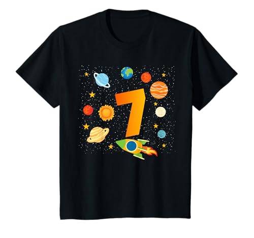 7. Geburtstag Jungen 7 Jahre Planeten Weltraum Geburtstags T-Shirt von Kindergeburtstag Weltraum Planeten Geschenk