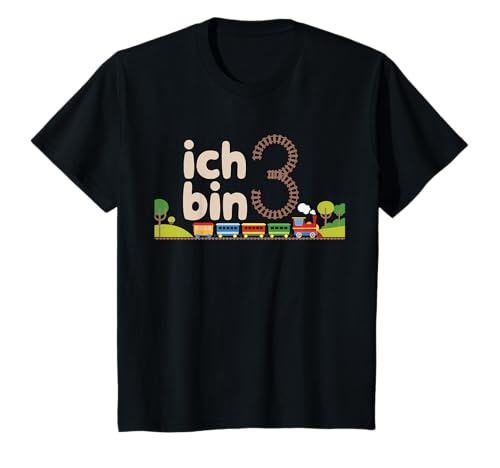 Kinder Ich Bin 3 Eisenbahn 3. Geburtstag Kinder Geburtstags T-Shirt von Kindergeburtstag Zug Eisenbahn Fan Lokführer Party