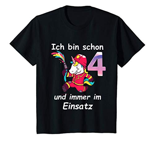 Kinder Kinder Feuerwehr Einhorn 4 Jahre immer im Einsatz Geburtstag T-Shirt Kinder Kinder Feuerwehr Einhorn 4 Jahre immer im Einsatz Geburtstag T-Shirt von Kindergeburtstag ich bin 4 Geschenke & Ideen