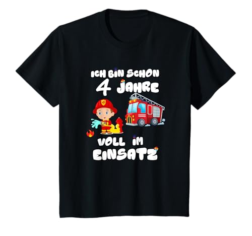Kinder Feuerwehrmann 4 Jahre voll im Einsatz Geburtstags T-Shirt Kinder Feuerwehrmann 4 Jahre voll im Einsatz Geburtstags T-Shirt von Kindergeburtstag mitgebsel Feuerwehr Shop