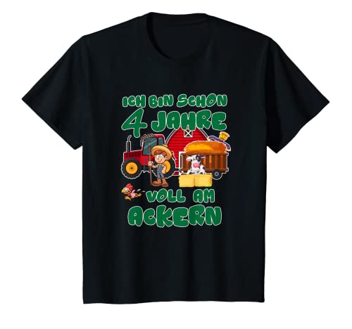 Kinder Landwirt 4 Jahre voll am Ackern Geburtstag Kinder T-Shirt Kinder Landwirt 4 Jahre voll am Ackern Geburtstag Kinder T-Shirt von Kindergeburtstag mitgebsel Trecker Landwirt Shop
